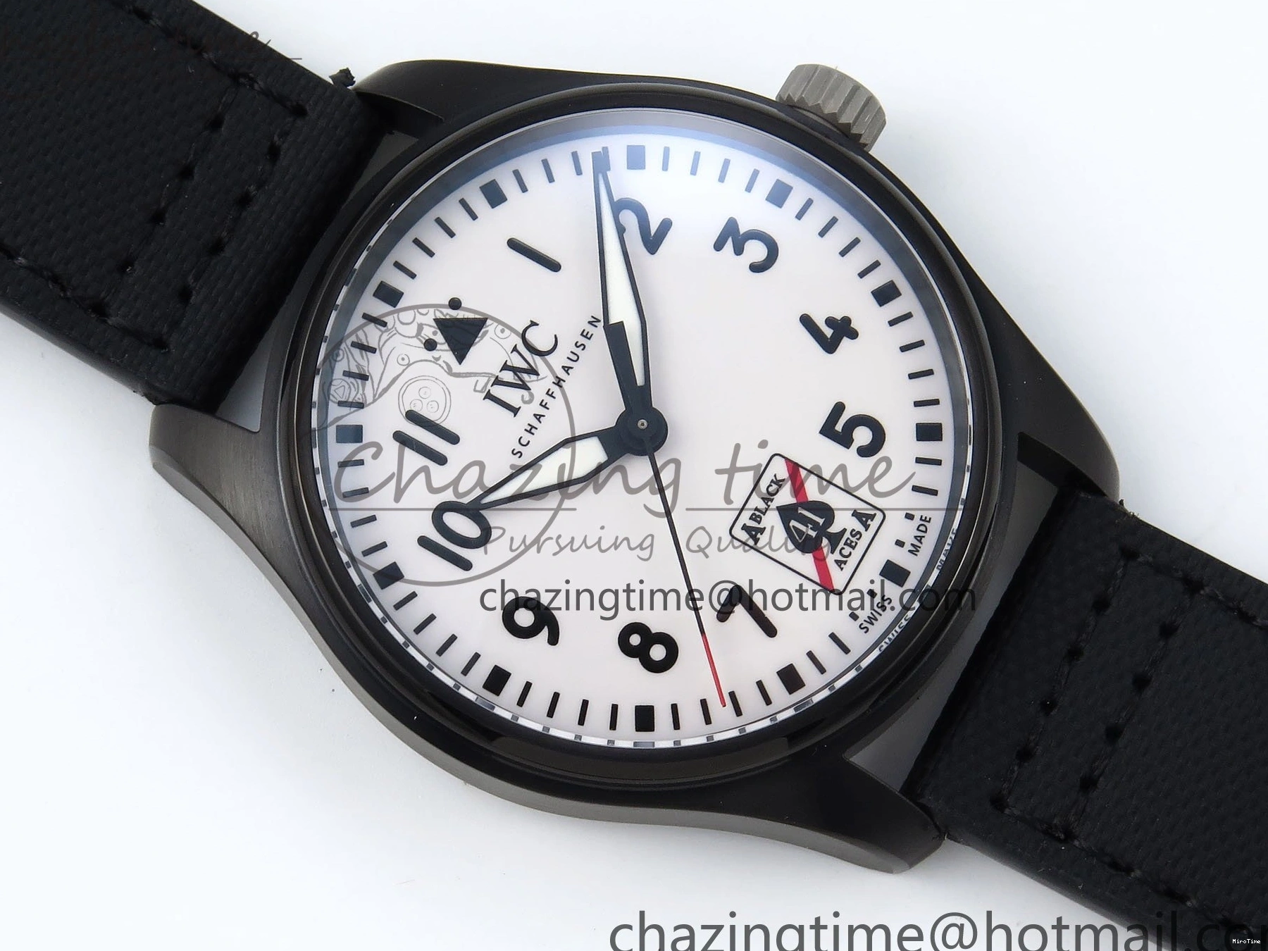 MIROTIME 0129 Pilot Black Ace BLSF 1:1 Best Edition White Lume Dial on Black Nylon Strap MIYOTA OnTrend 7021